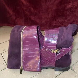 Michael Kors boots, magenta, gold zipper,